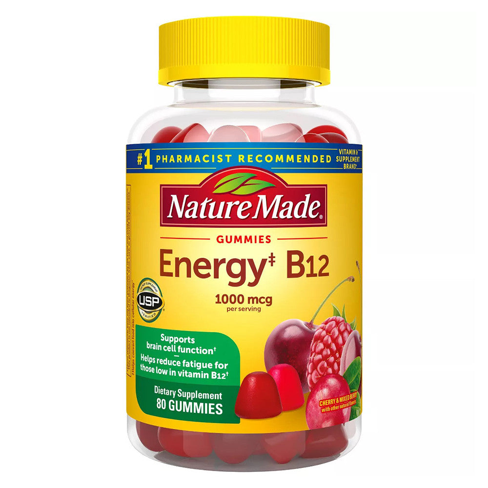 Nature Made Energy B 12 1000 Mcg Adult Gummies, Cherry And Wild Berries - 80 Ea